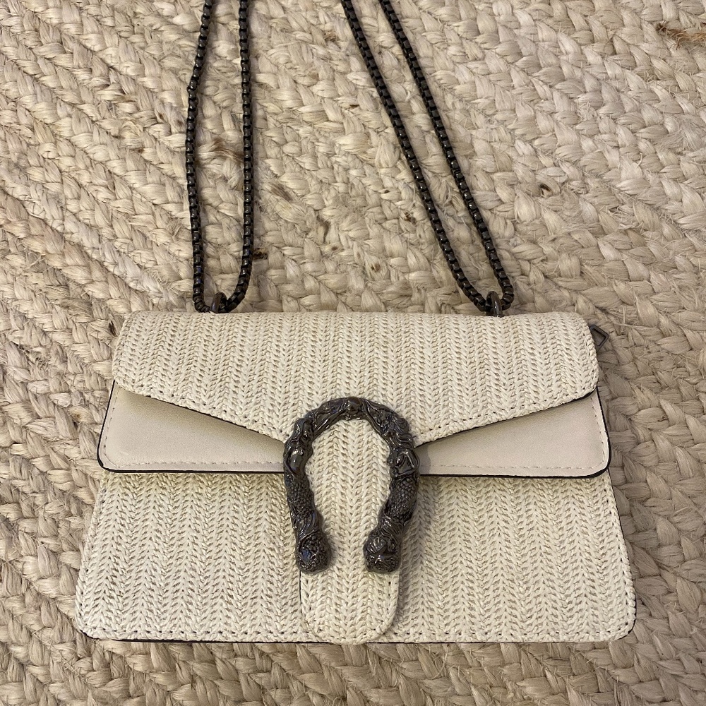 Cream structured crossbody bag